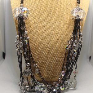 Rita D. Statement Necklace Onyx and Crystal